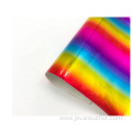 Rainbow holographic PU faux neon leather fabric